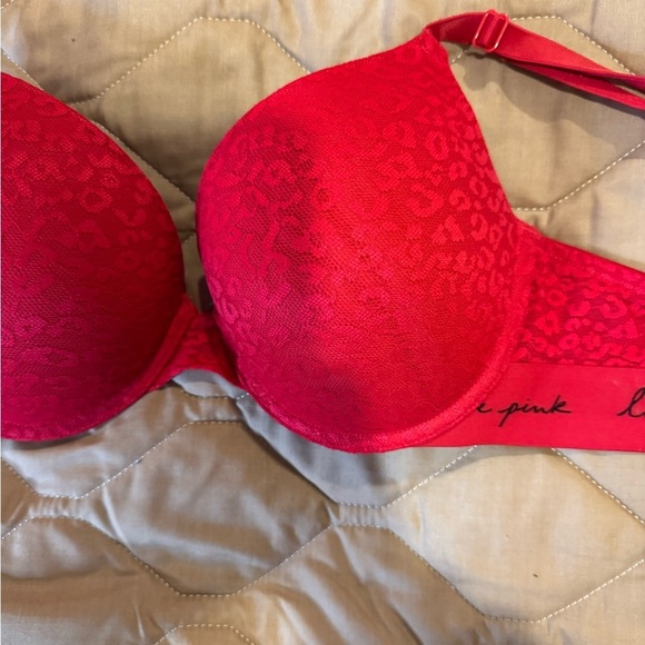 Victoria’s Secret PINK Push-Up Bra 36D Red Underwire Adjustable Wear Everywhere - Picture 5 of 12